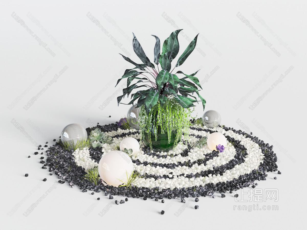 现代花盆盆栽景观小品