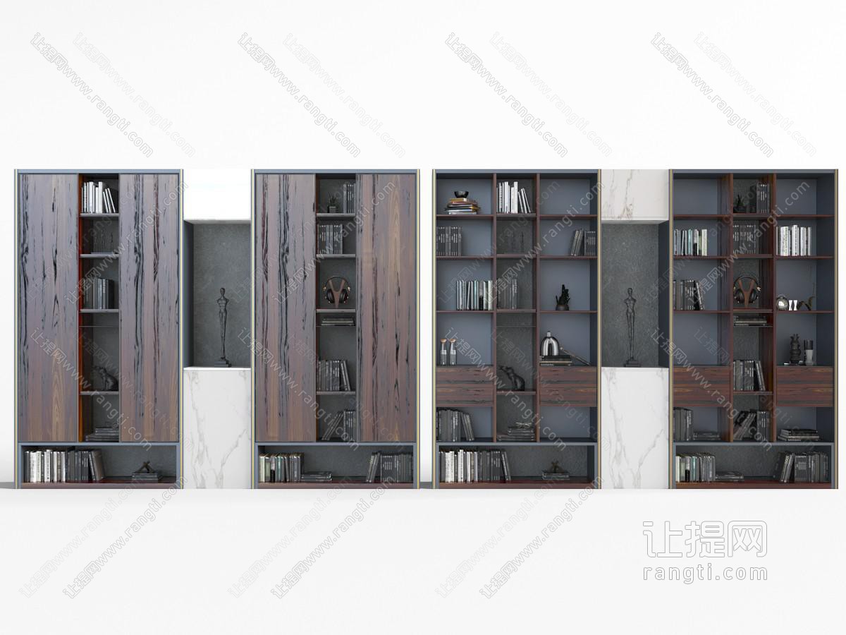 现代嵌入墙体的实木纹理装饰柜