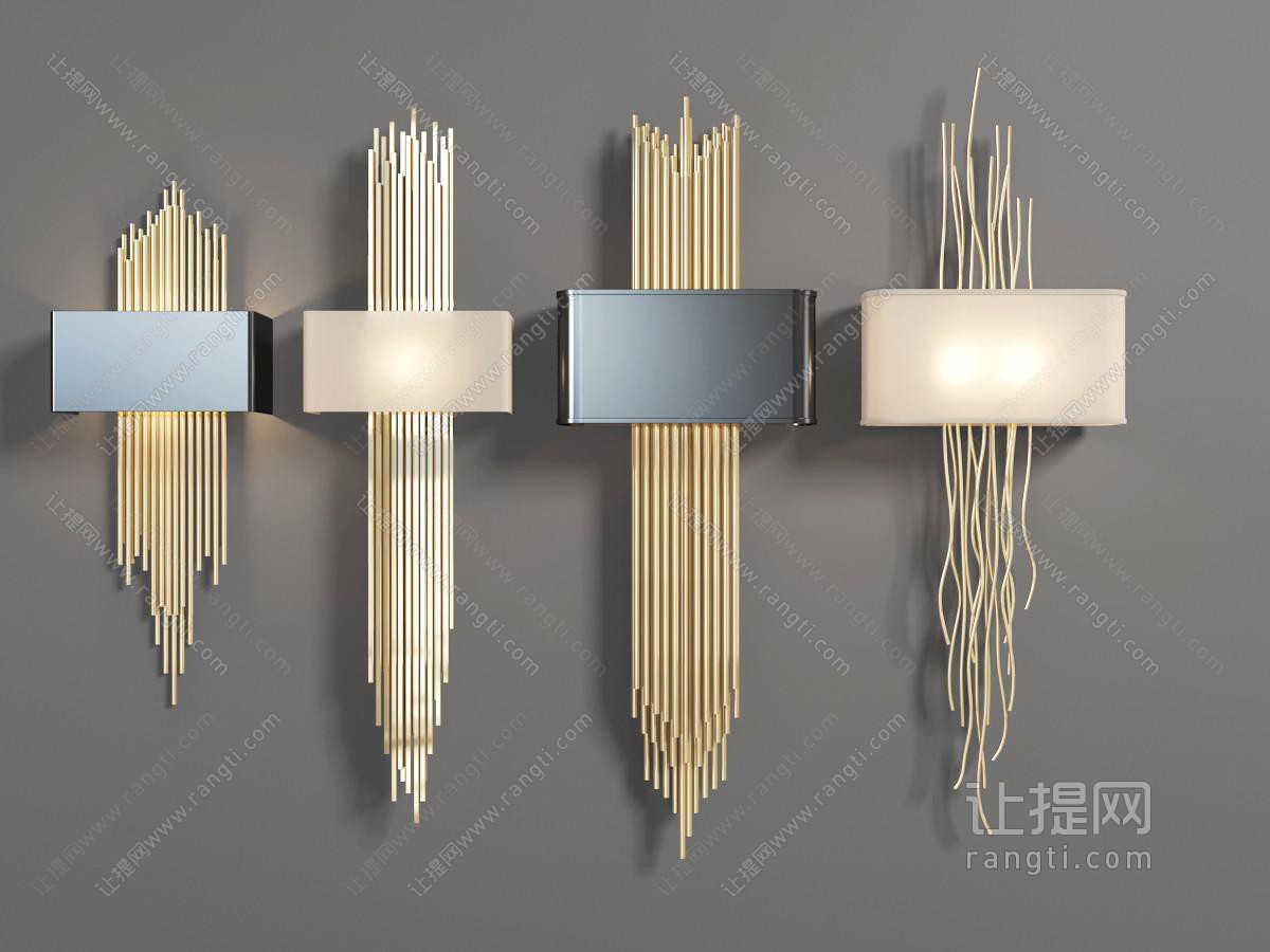 新中式管状金属装饰的壁灯