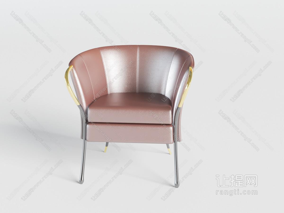 现代粉色皮革休闲椅子