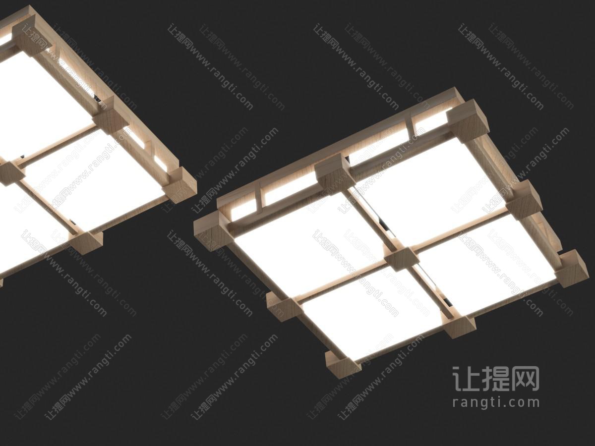 日式实木边框的吸顶灯