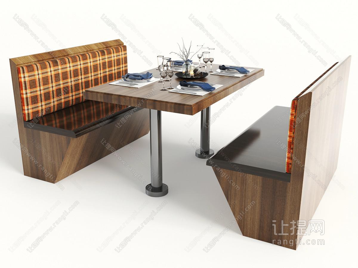 现代餐厅卡座餐桌椅组合