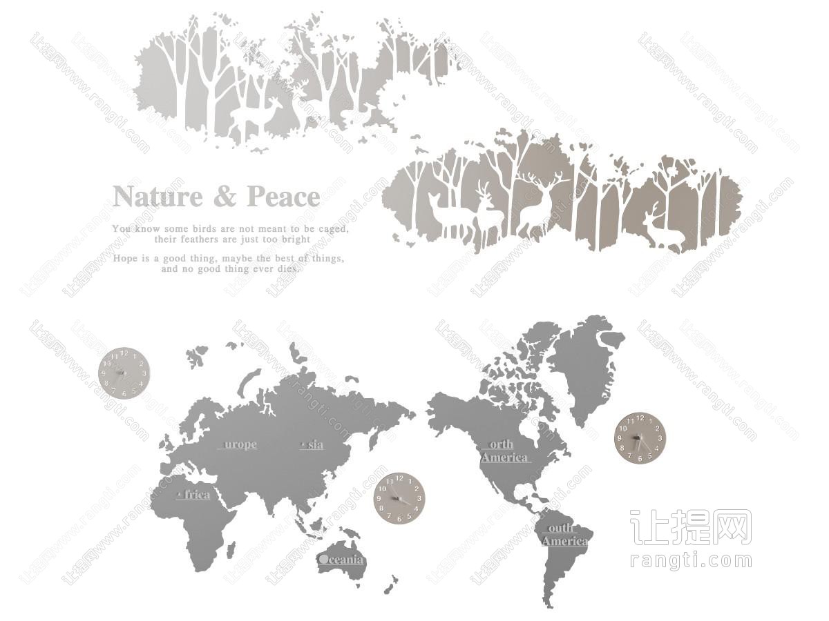 世界立体地图墙饰挂件