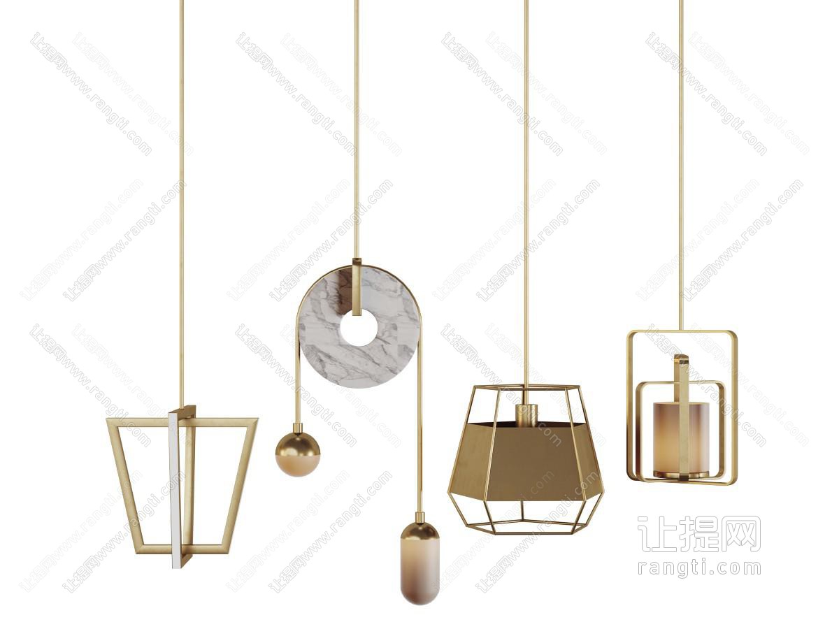 新中式金属装饰的吊灯