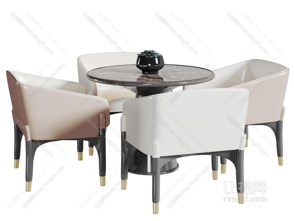 新中式圆形桌子休闲椅子