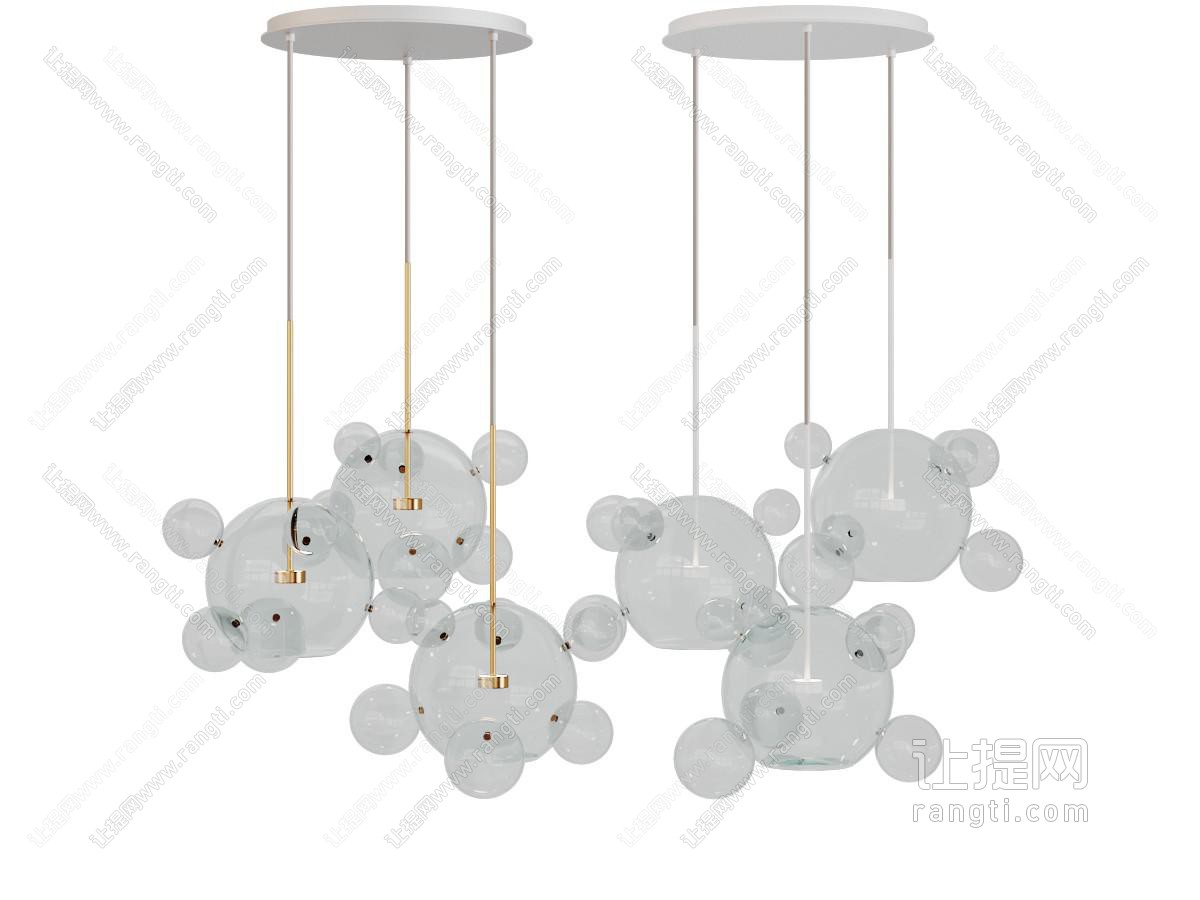 现代圆形灯盘球形玻璃泡泡吊灯