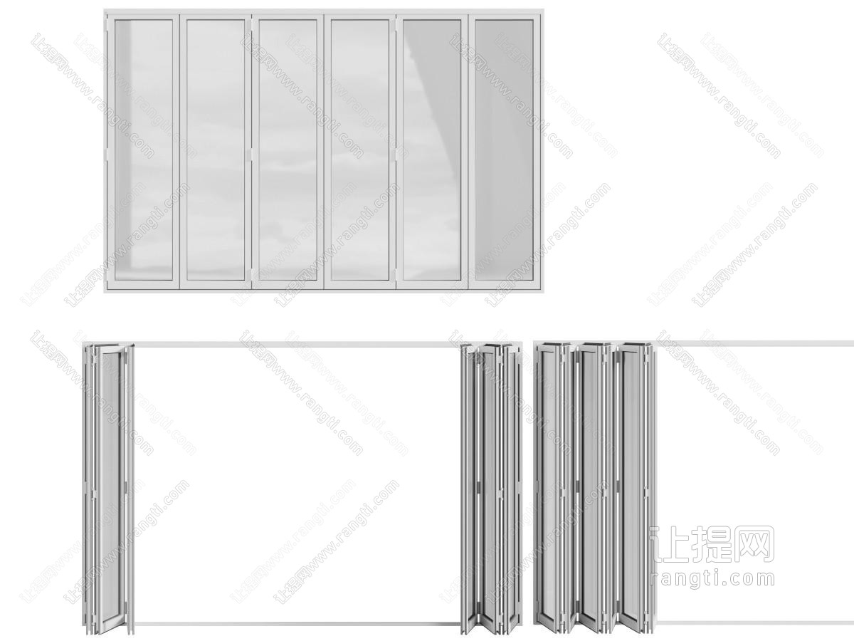现代铝合金玻璃折叠推拉门