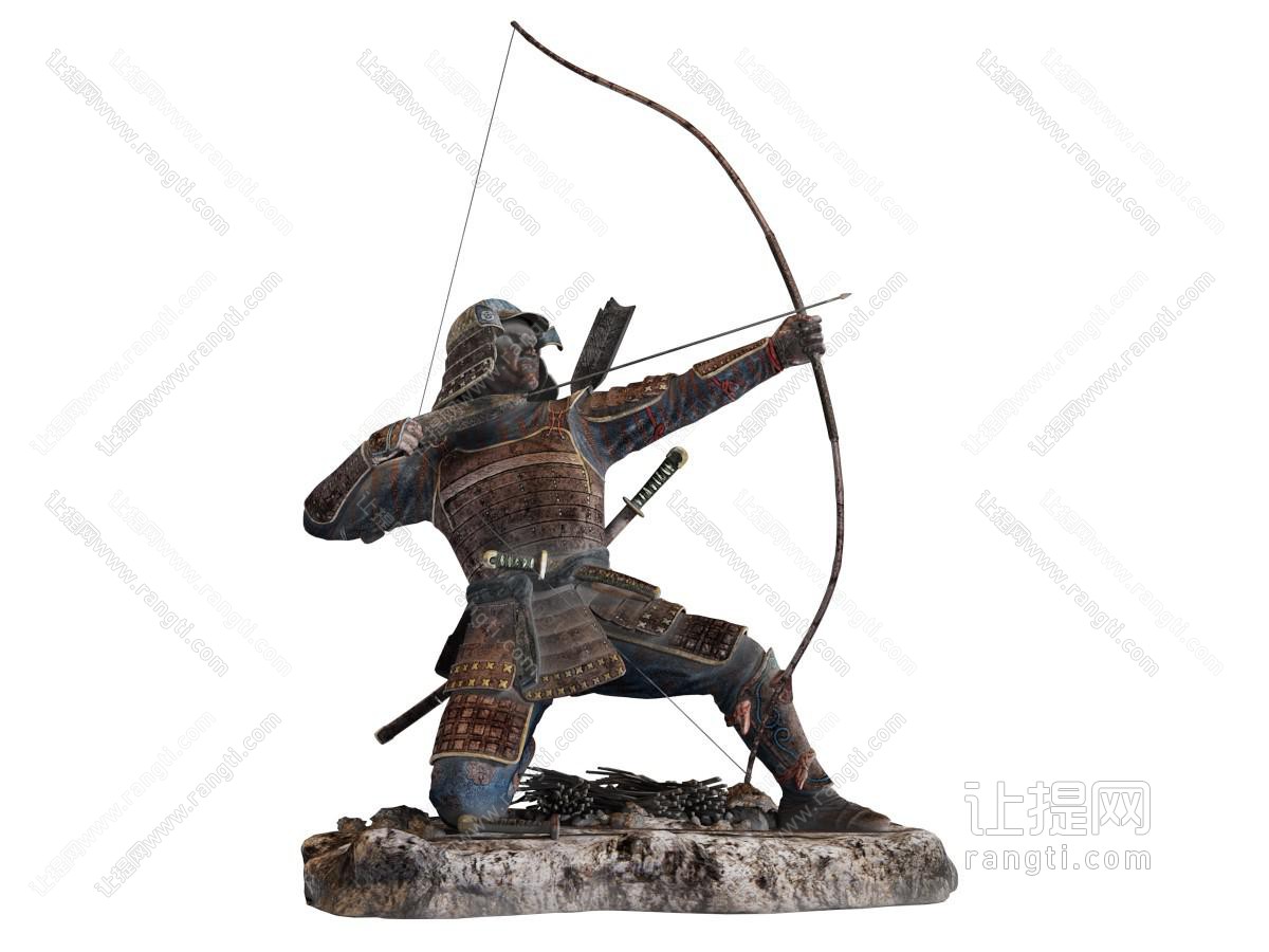 一个拉弓射箭的蒙古士兵摆件