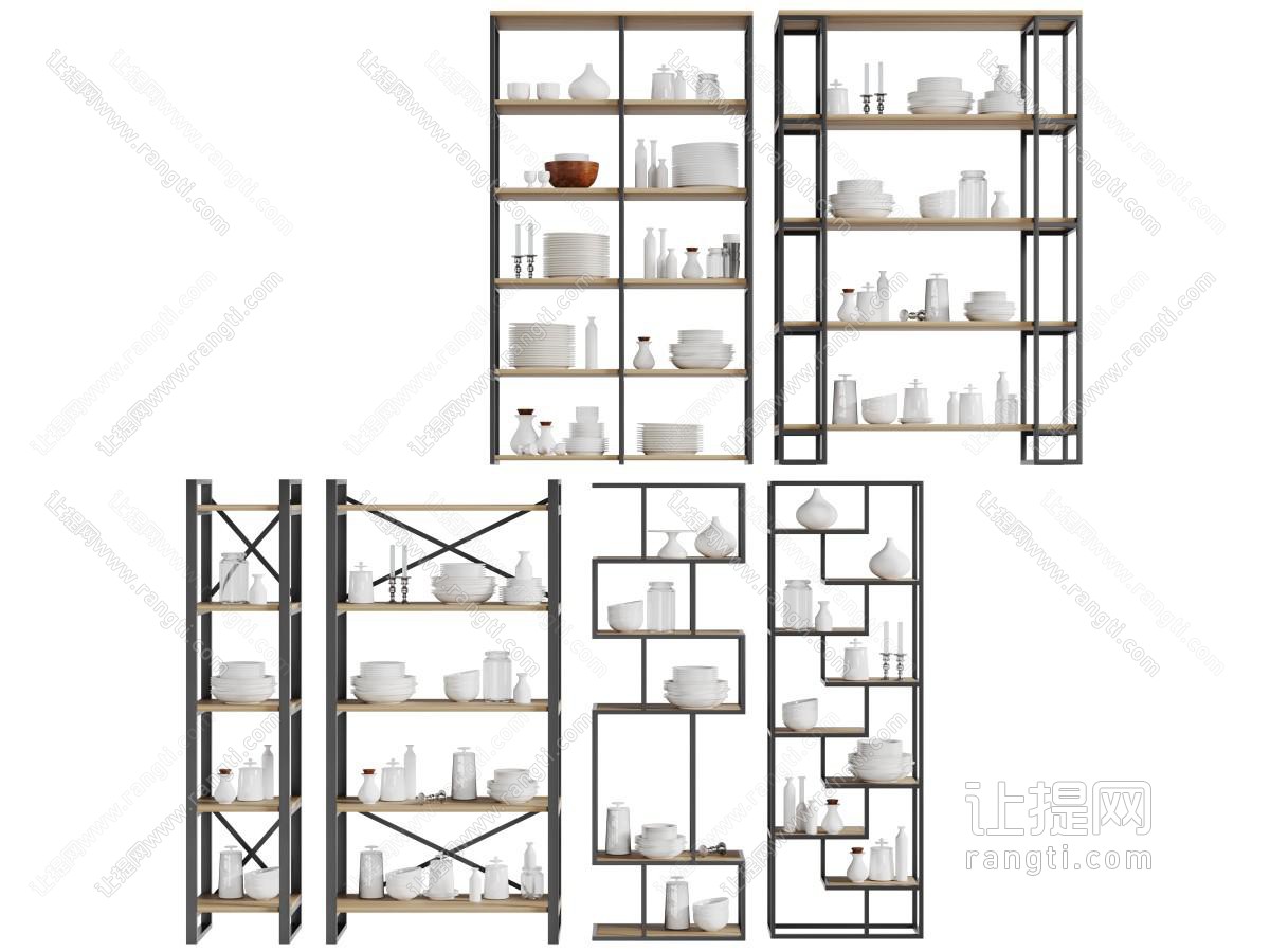 现代金属框架的餐具收纳储物架