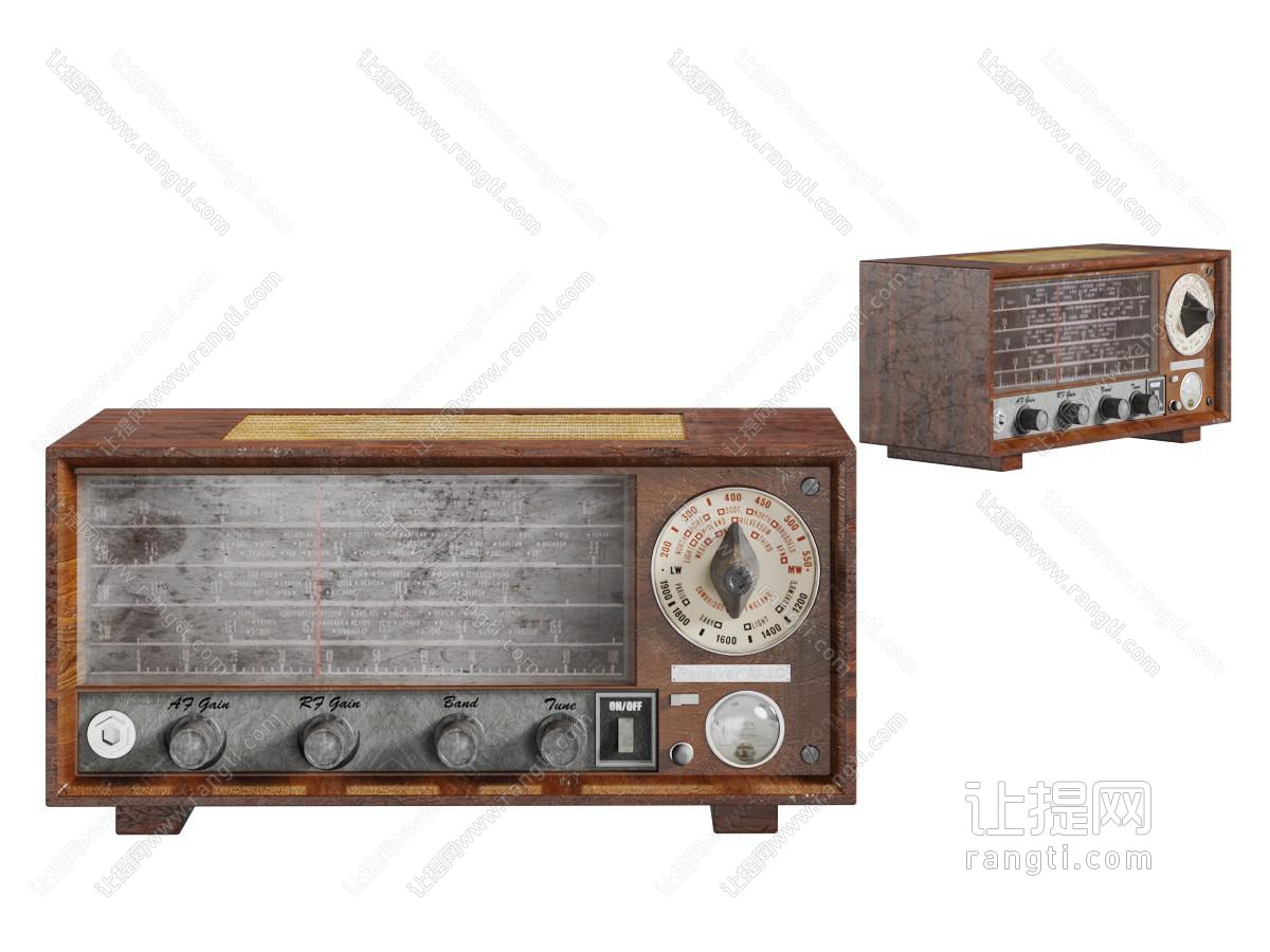 现代复古实木壳的收音机