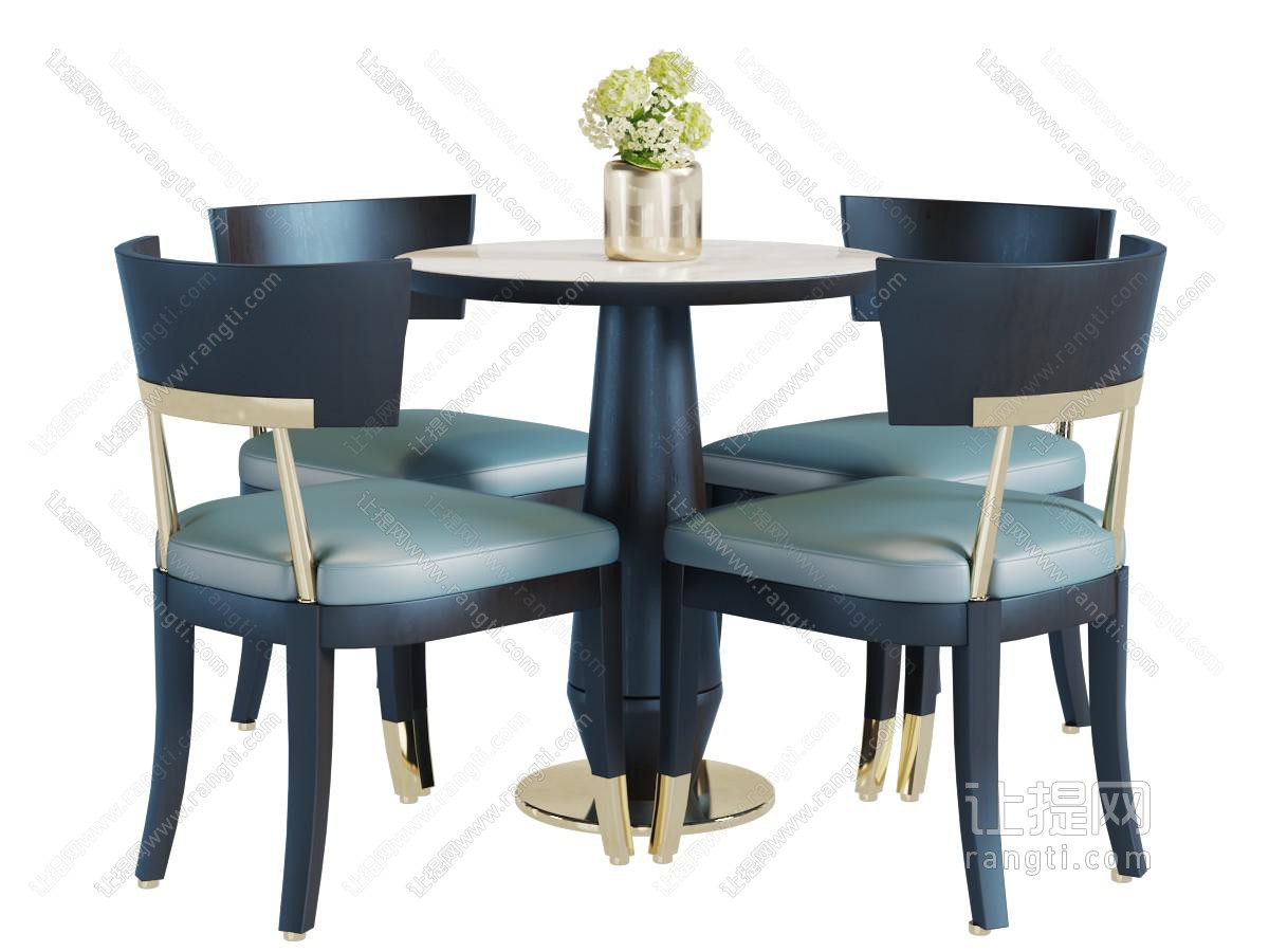 现代轻奢圆形餐桌椅组合