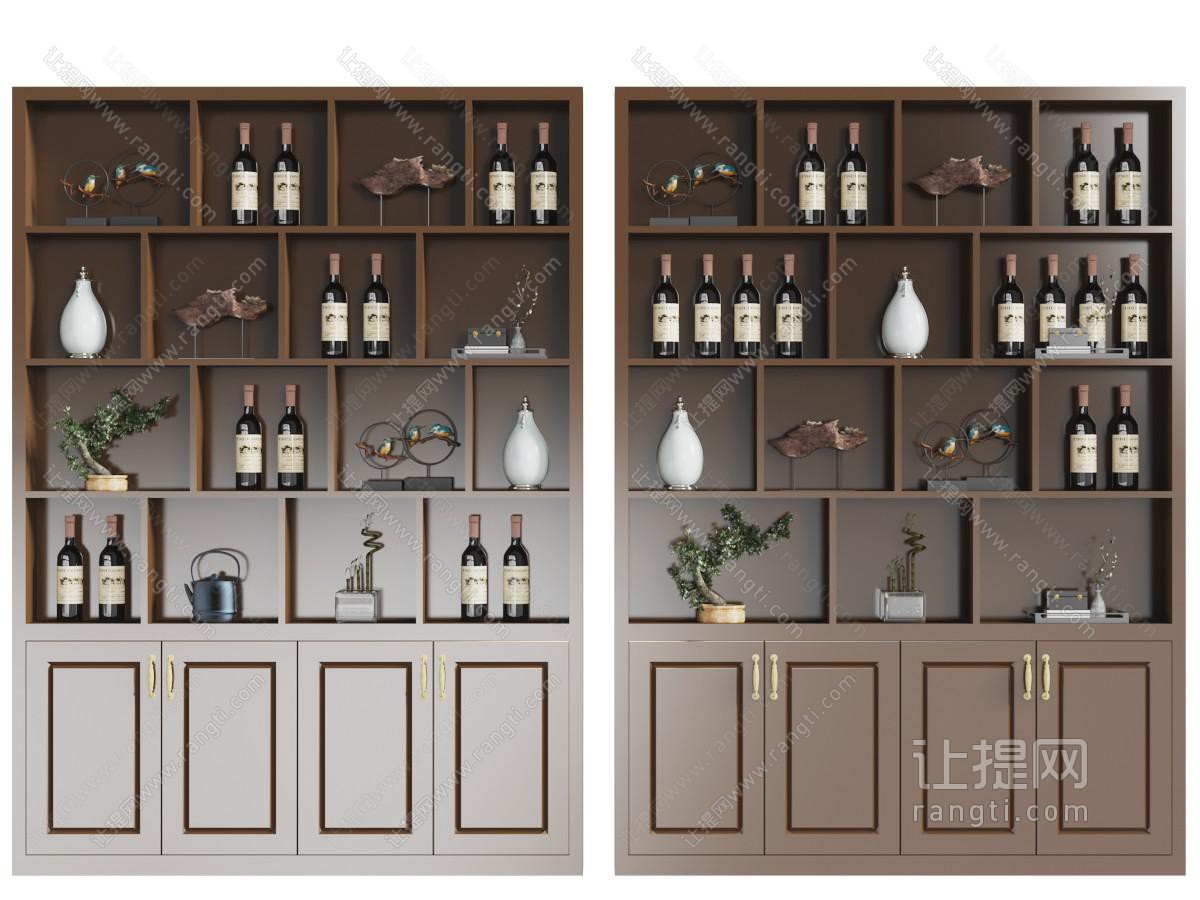 新中式实木装饰酒柜