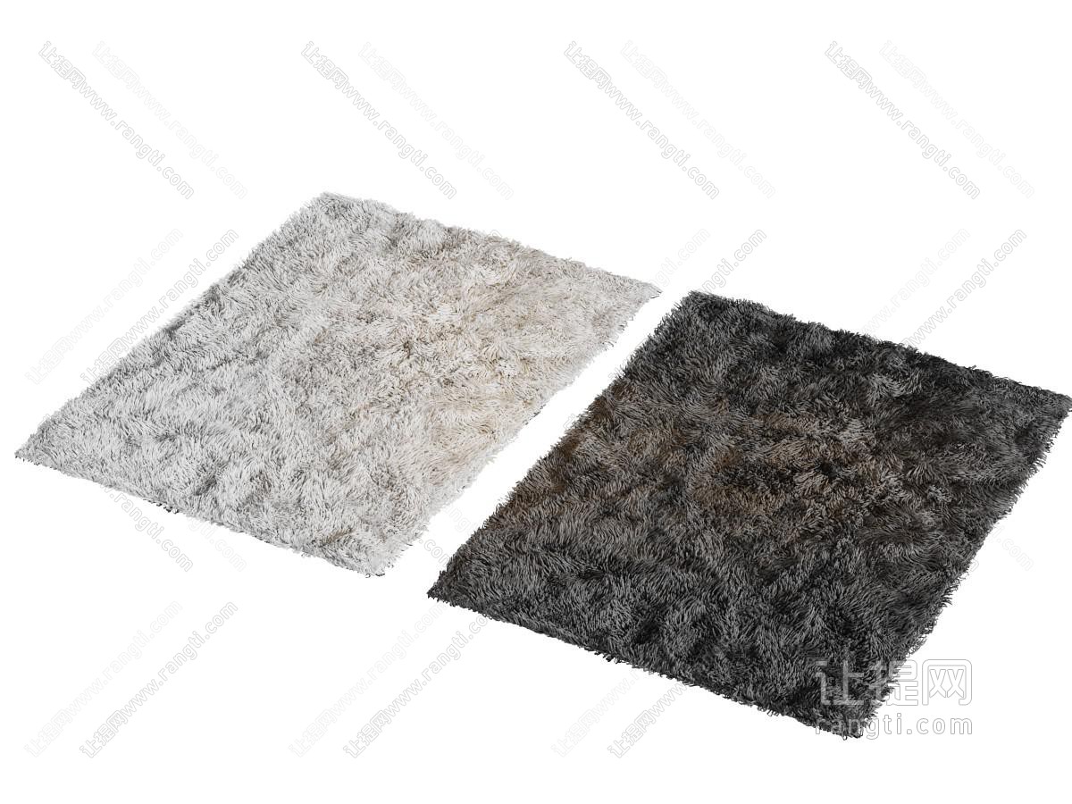现代黑白毛绒地毯