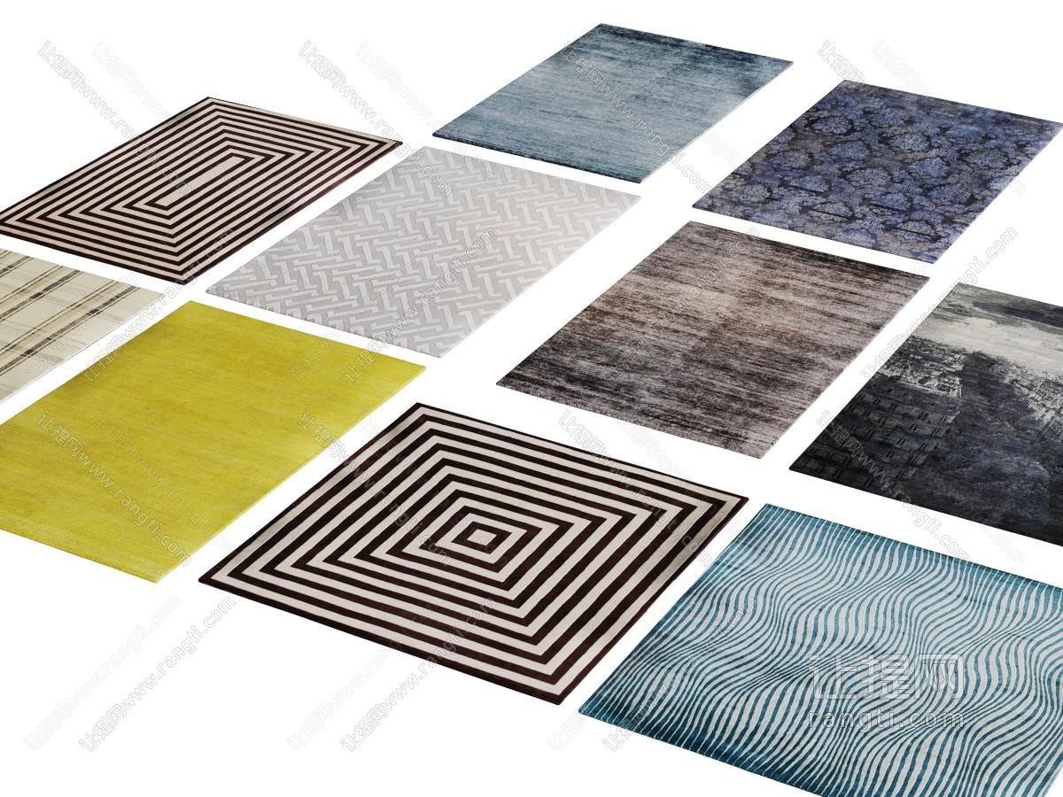 现代方格图案的地毯