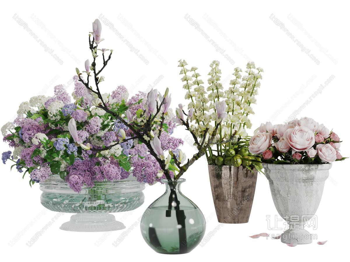 绣球花玫瑰花玉兰花花瓶花卉