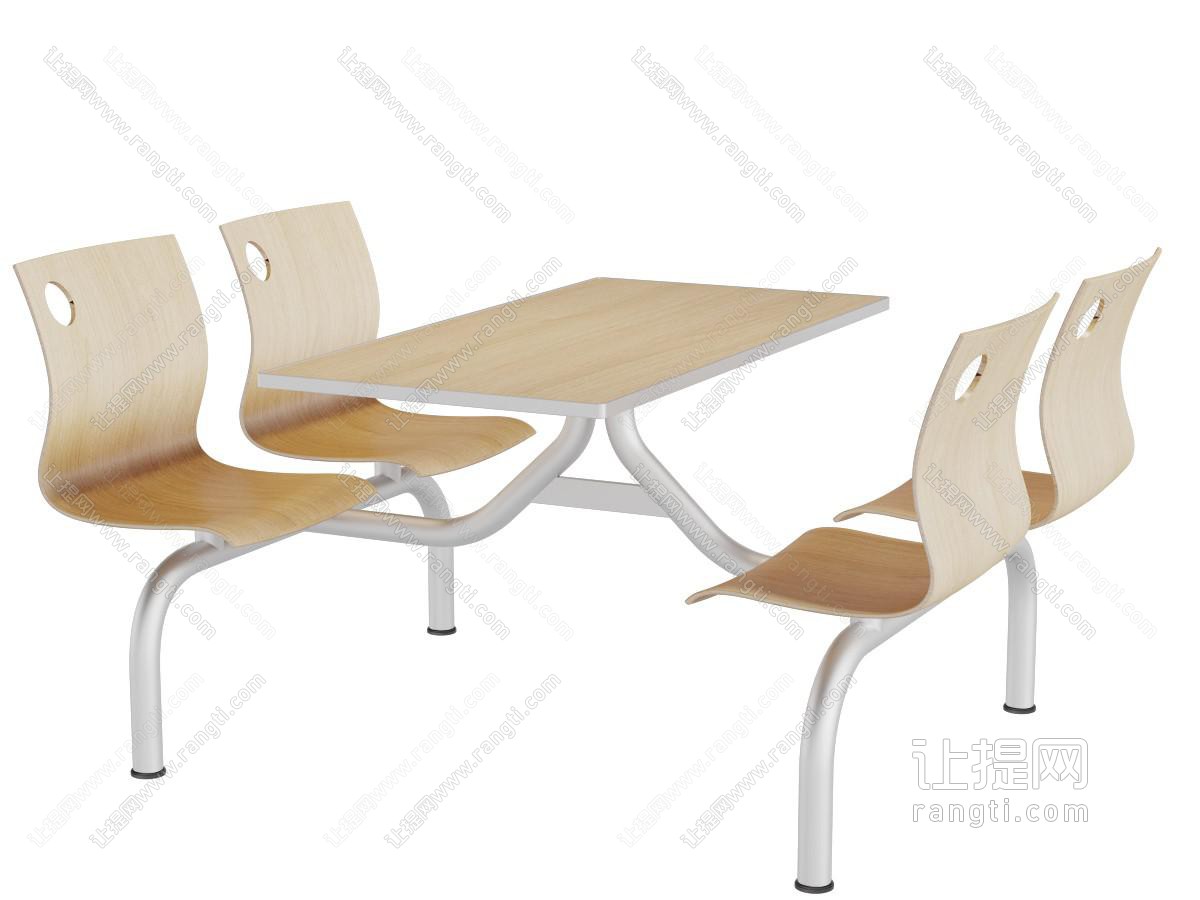 现代连体餐桌椅组合