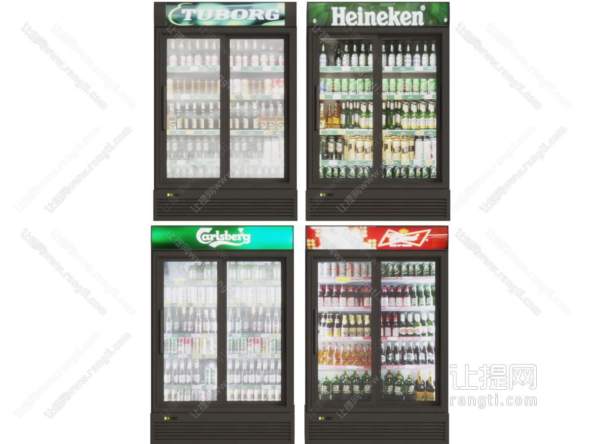 双开门的玻璃饮料冰柜冰箱