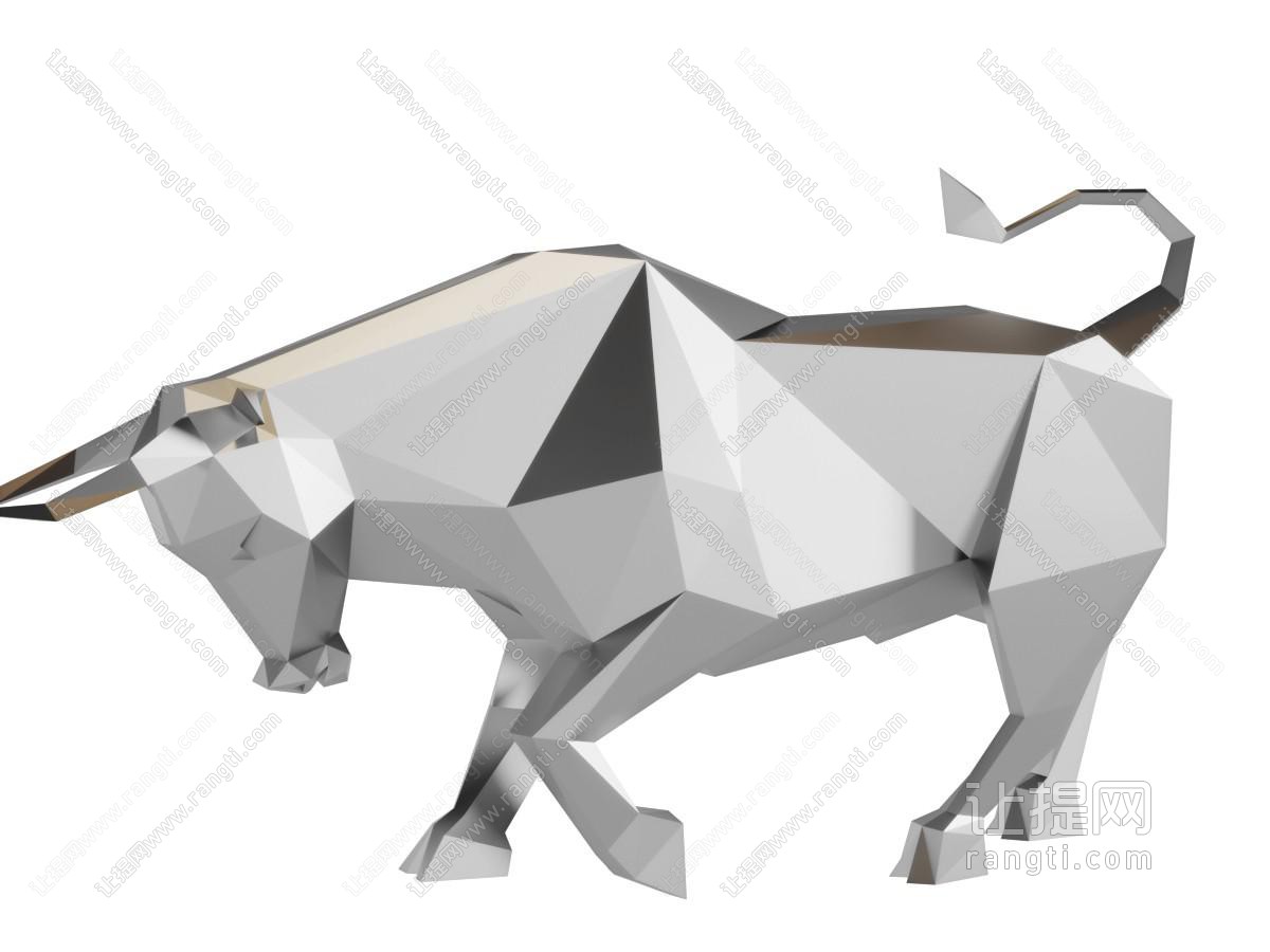 一只抽象的几何造型牛摆件
