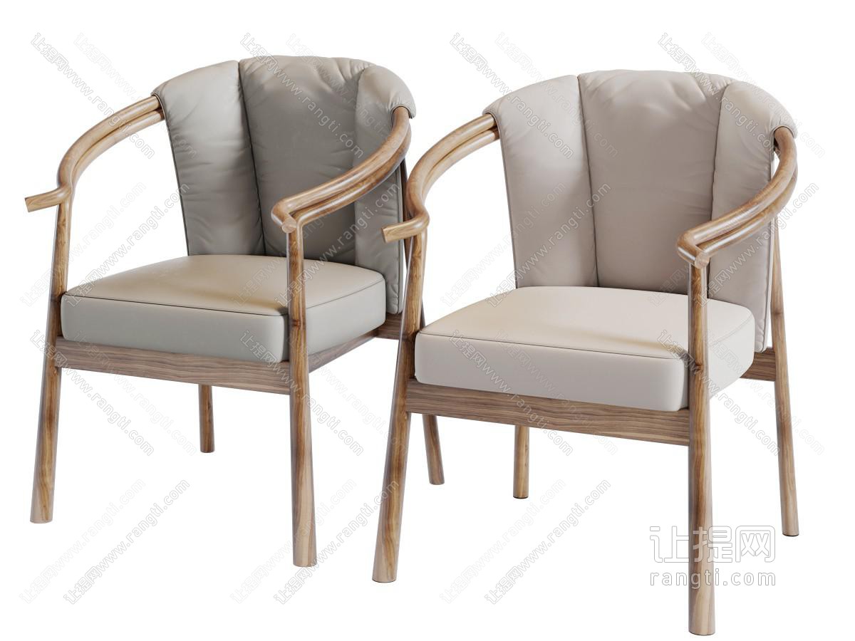 新中式实木支架的扶手椅子休闲椅子