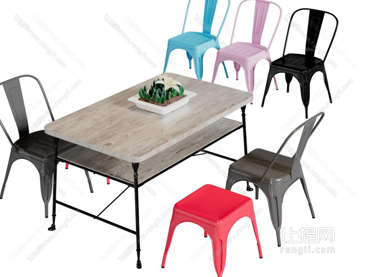 后现代实木餐桌椅组合