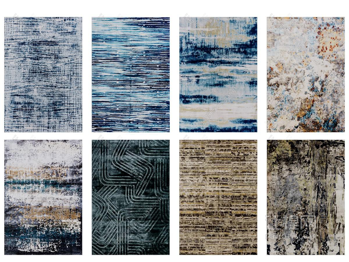 现代抽象长方形地毯