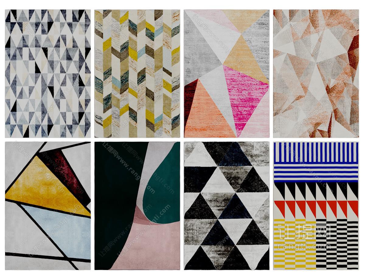 现代几何图案的长方形地毯