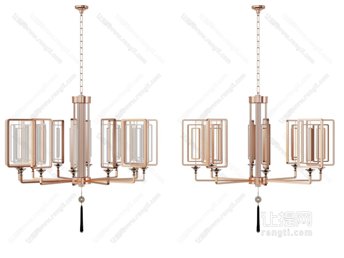 新中式金属装饰的吊灯