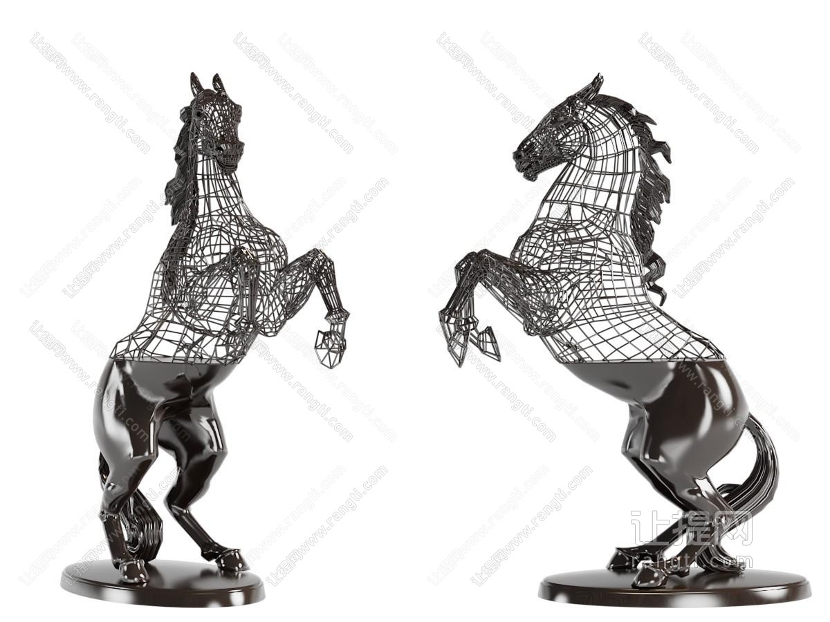 现代抽象站立的马匹雕塑雕刻