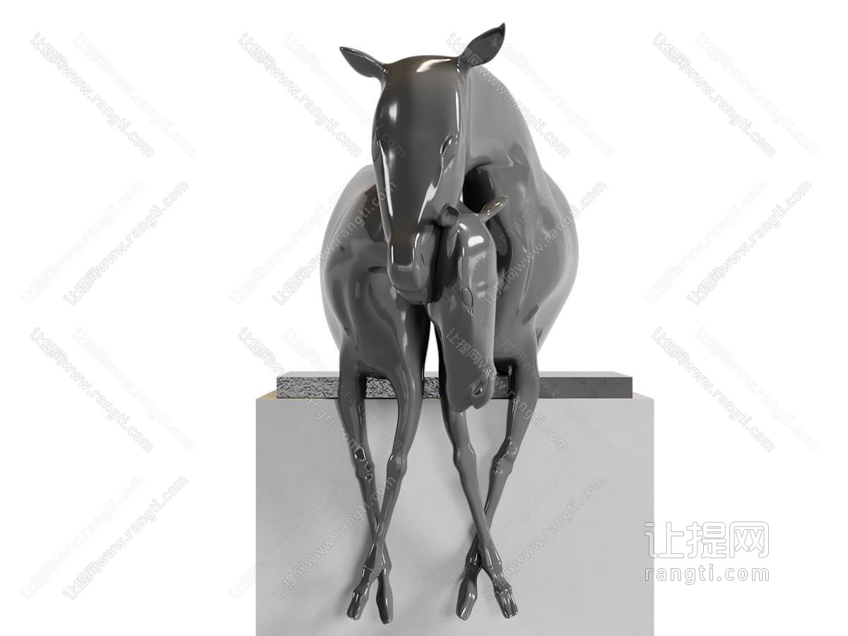 现代两匹马雕塑雕刻
