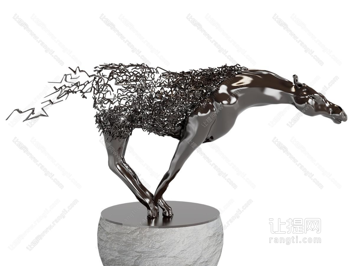 现代抽象的马匹雕塑雕刻