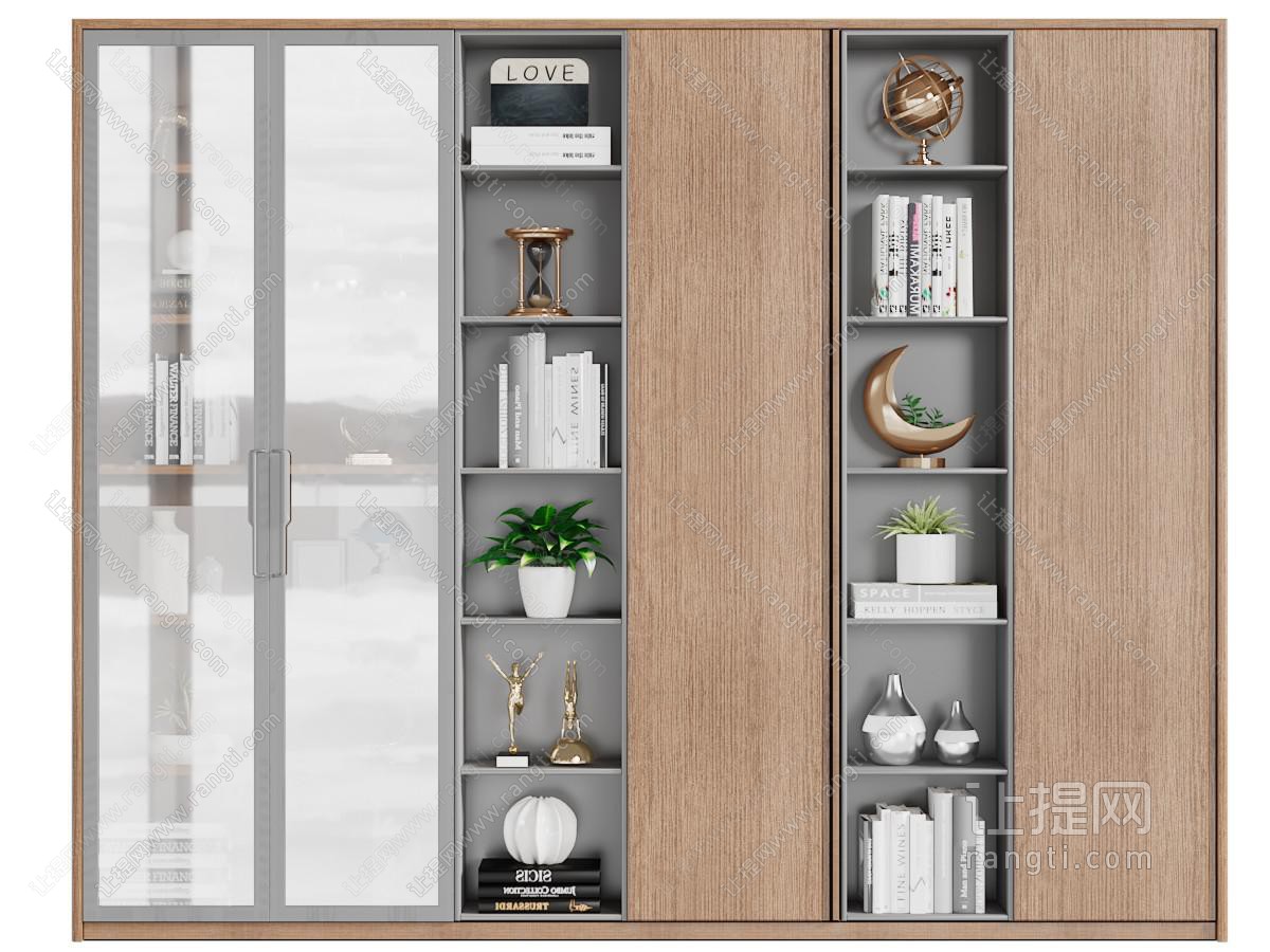 新中式中间镂空开放式装饰柜