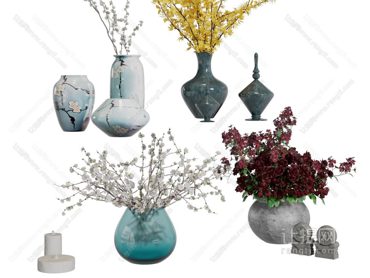 中式陶瓷花瓶花卉