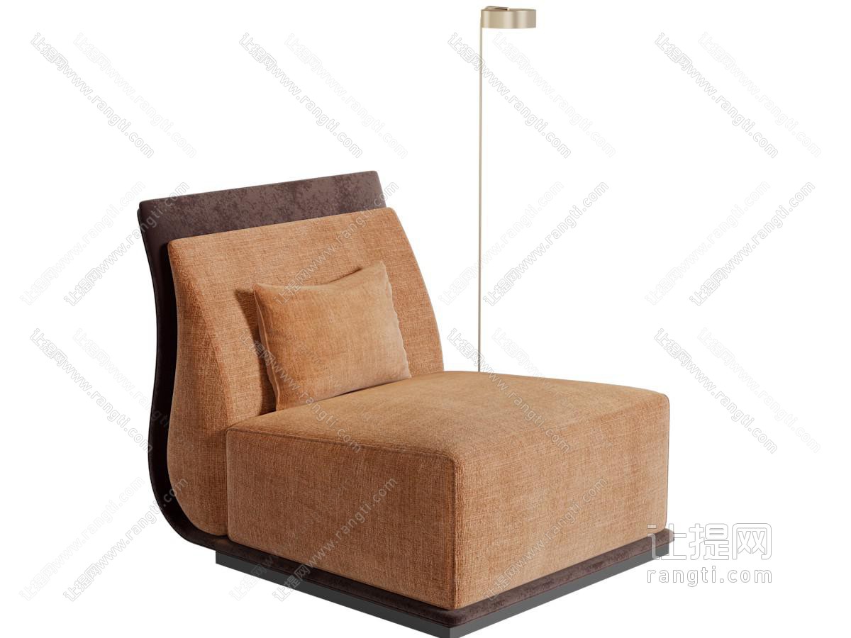 新中式无扶手单人沙发