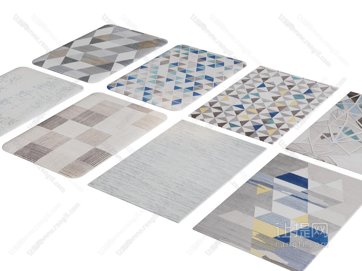 新中式长方形几何图案的地毯