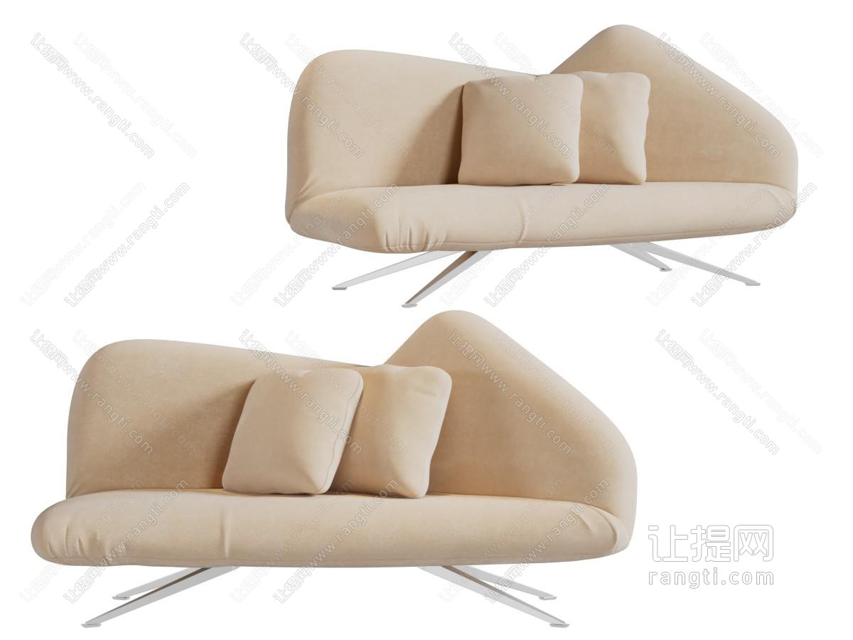 新中式个性山脉造型的双人沙发