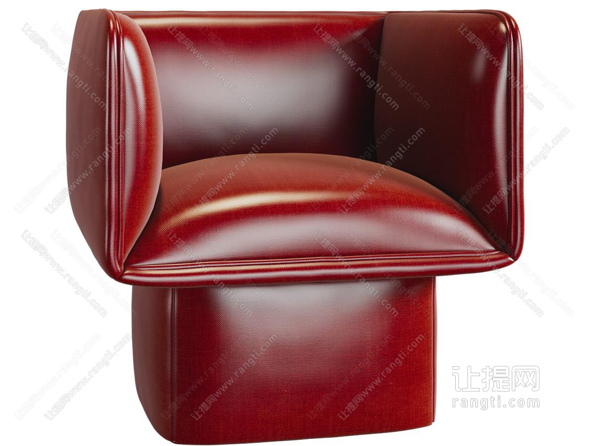 后现代红色皮革单人沙发