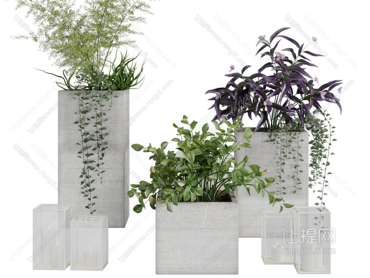 现代烛台盆栽植物装饰品摆件