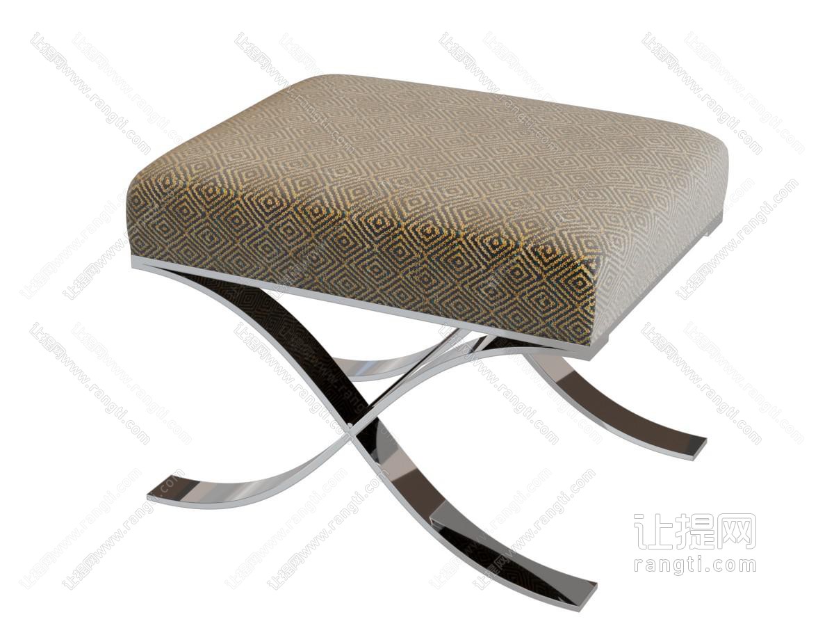 新中式方形沙发凳脚踏
