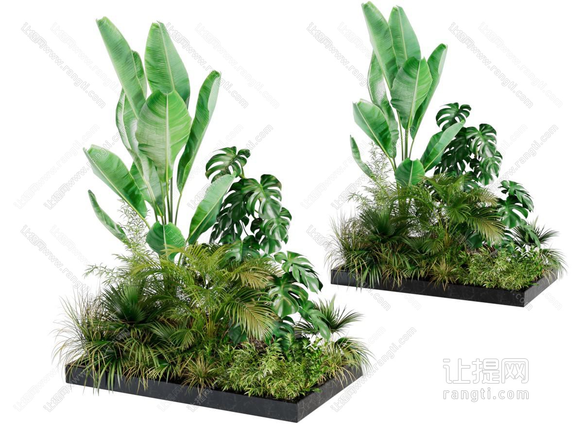 现代地面方形花坛植物景观园艺小品