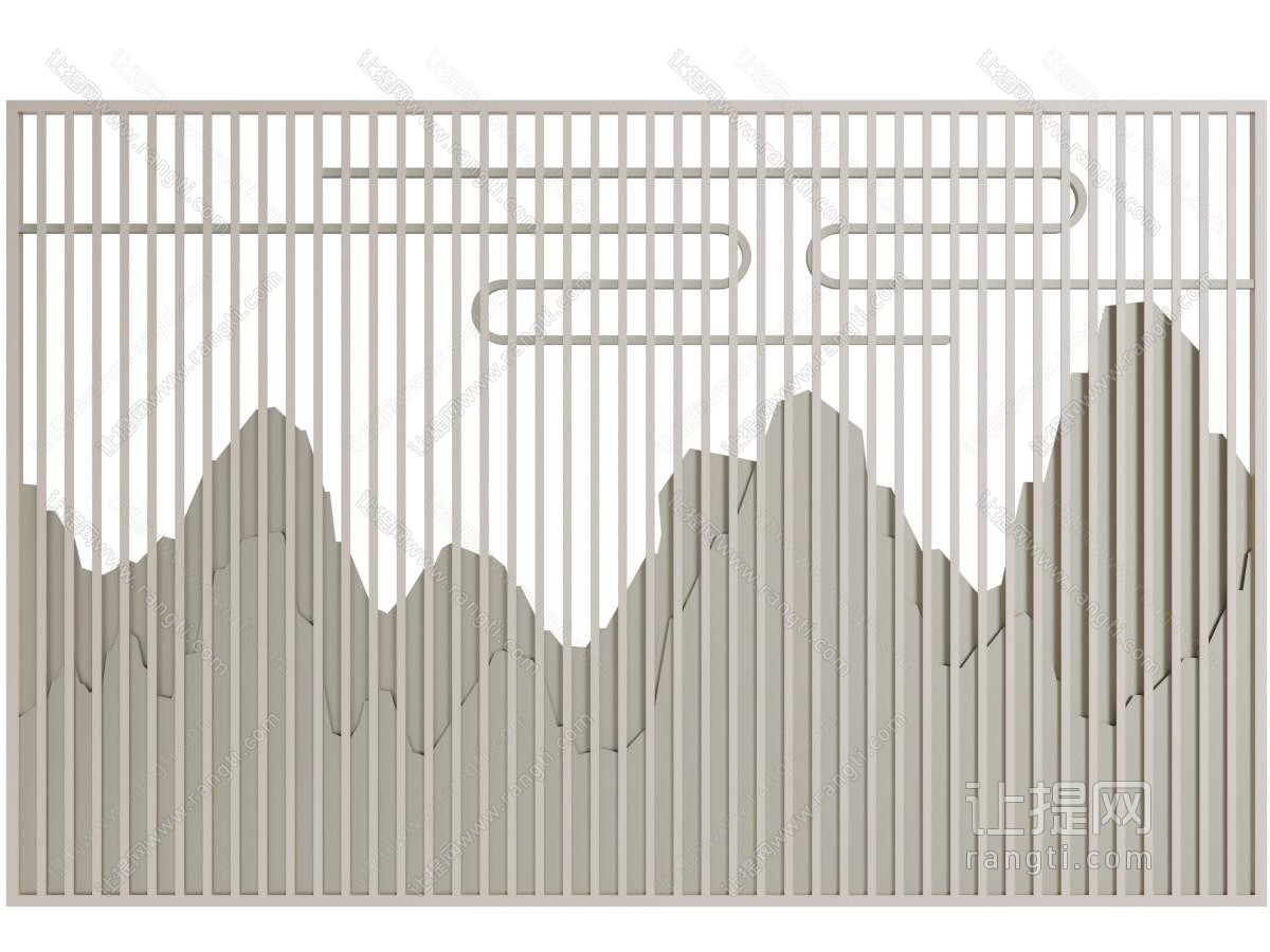 新中式山脉装饰的隔断
