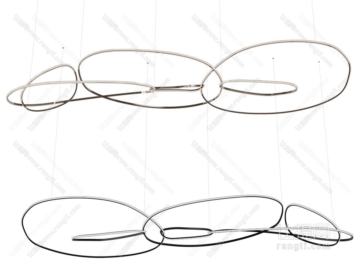现代不规则细金属环吊灯