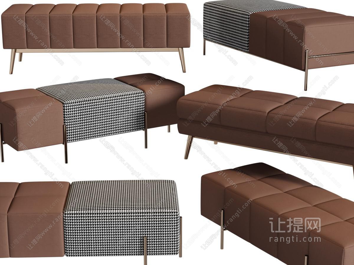 现代长方形沙发凳
