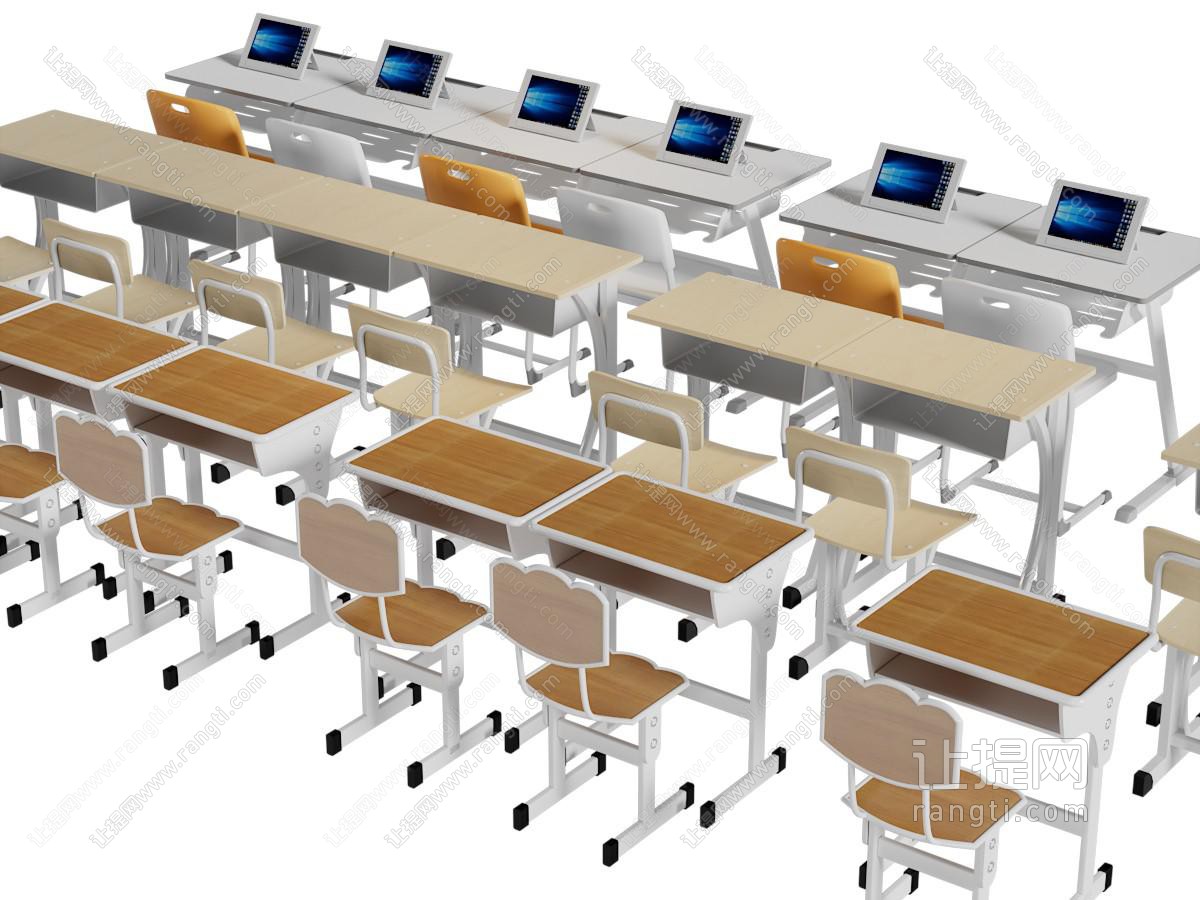 现代多媒体教室书桌椅组合