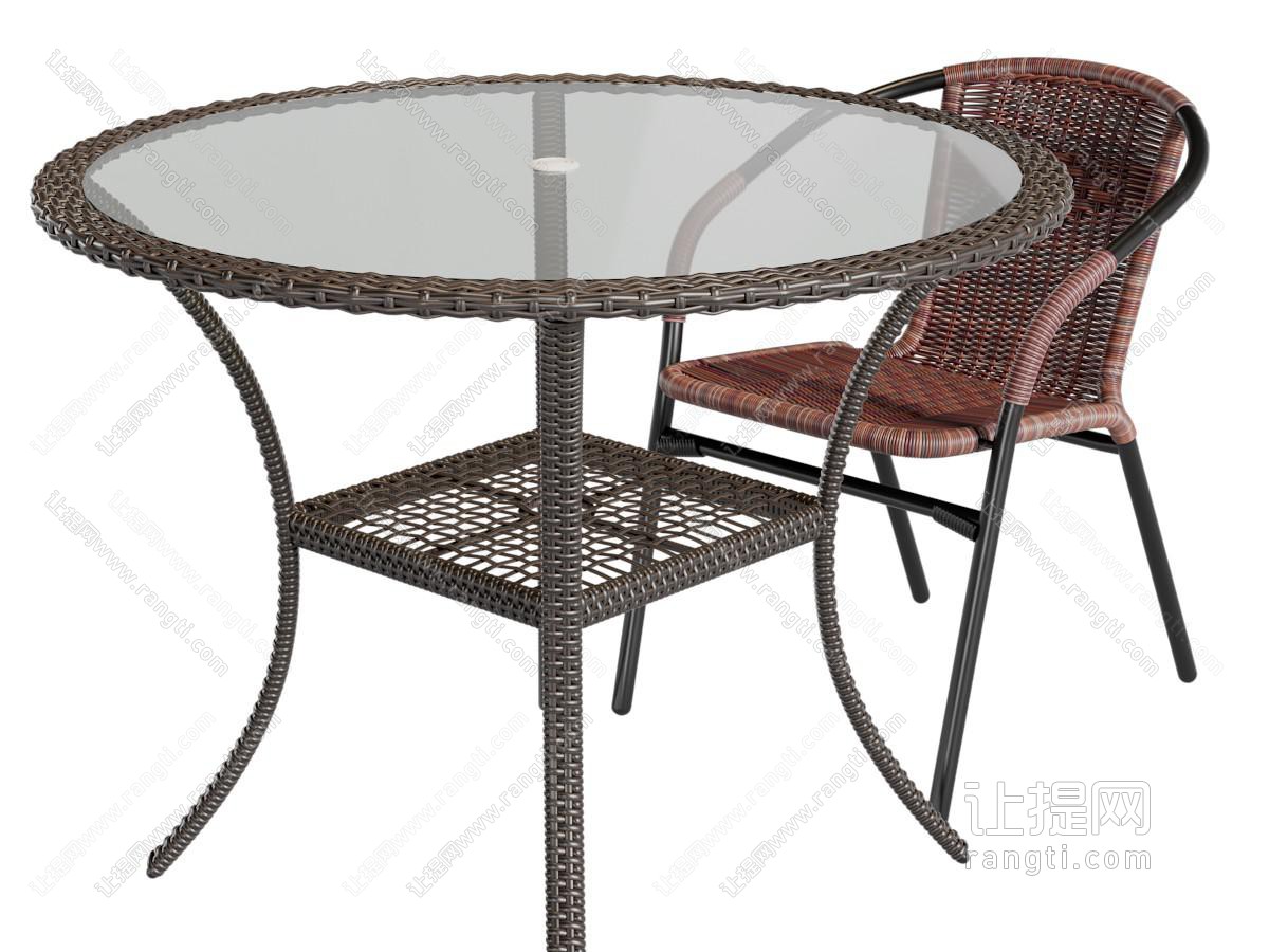 现代玻璃圆形餐桌椅组合