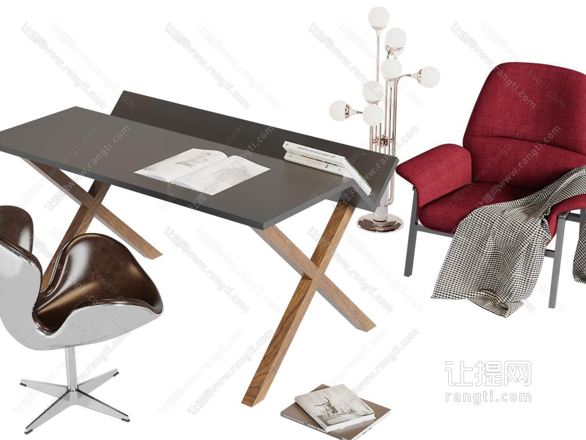现代书桌椅组合