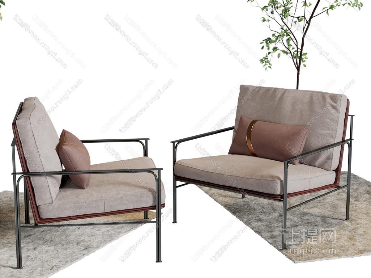 现代金属支架的休闲椅子