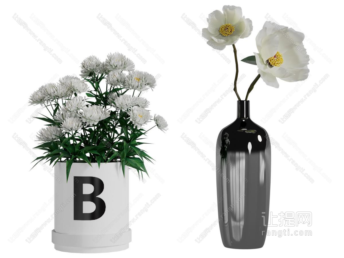 现代花瓶花卉