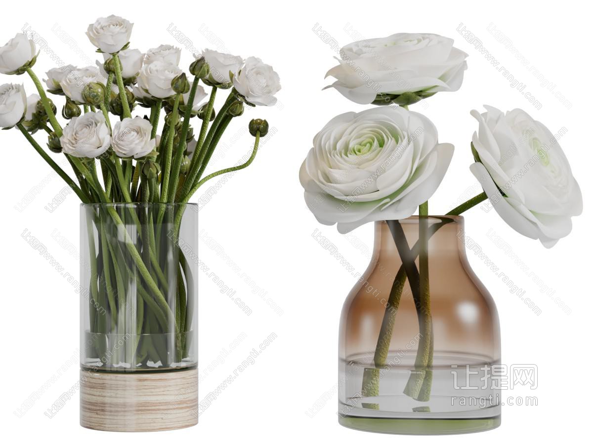 现代玻璃花瓶花卉