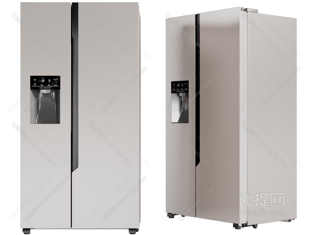 现代双开门加宽电冰箱