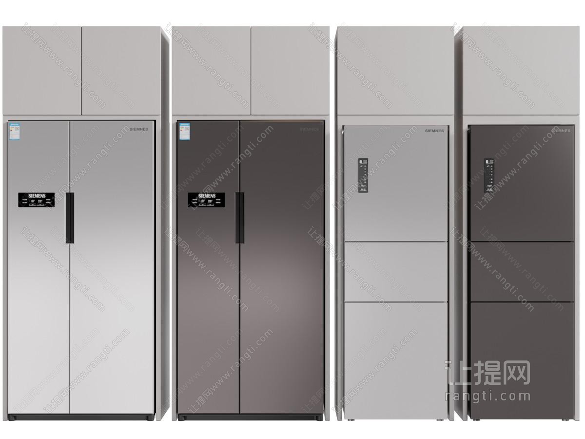 现代嵌入高柜的冰箱